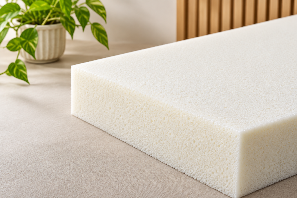 High density foam sheet for sofa, furniture and upholstery cushioning